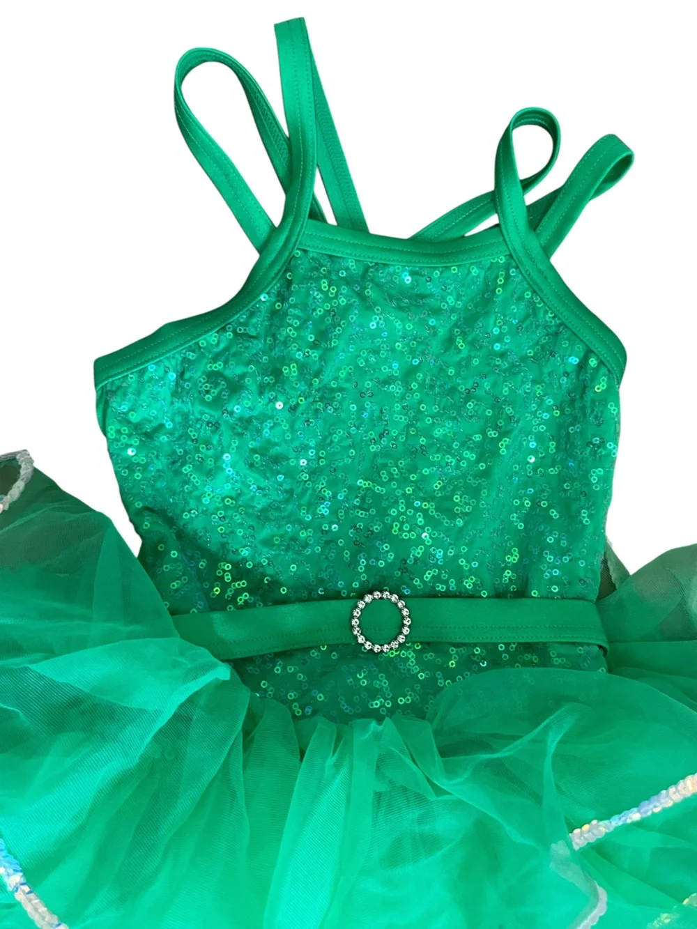 Weissman Girl’s Emerald Green Sequin Tulle Pageant Halloween Dance Costume Sz S